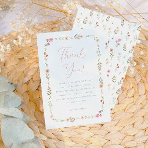 Delicate Boho Wildflower Floral Bridal Shower Thank You Card