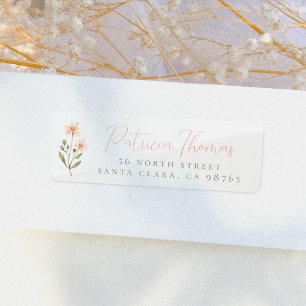 Delicate Boho Wildflower Script Return Address Label