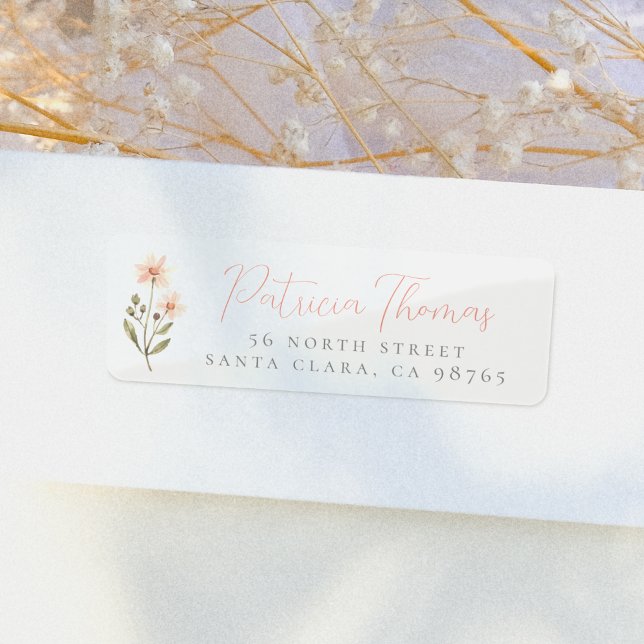 Delicate Boho Wildflower Script Return Address Return Address Label (Creator Uploaded)