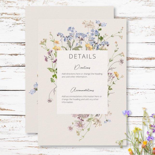 Delicate Boho Wildflowers Cream Details Wedding Enclosure Card (Delicate Boho Wildflowers Cream Details Wedding Enclosure Card)