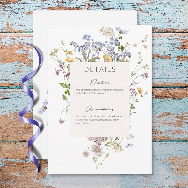 Delicate Boho Wildflowers White Details  Enclosure Card (Delicate Boho Wildflowers White Details Enclosure Card)