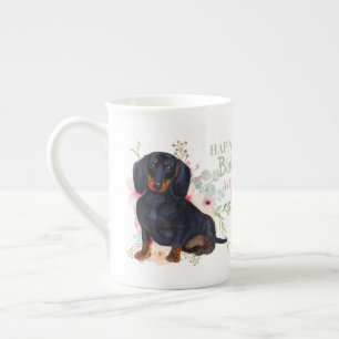 Delicate Bone China DACHSHUND Mummy Birthday Mug