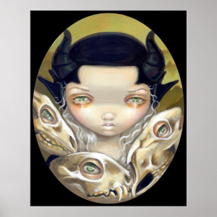 Delicate Bones gothic mediaeval skull Art Print