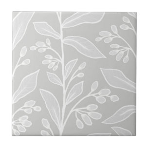 Delicate Botanic Reverie L2 White Large Plants Ceramic Tile