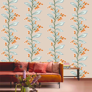 Delicate Botanic Reverie L7 Large Plants Orange Wallpaper