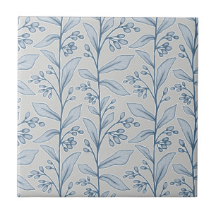 Delicate Botanic Reverie M1 Grey White Blue Flower Ceramic Tile