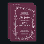 Delicate Botanical Bar Bat Mitzvah CUSTOM QR Code  Invitation<br><div class="desc">Perfect card to announce a bat mitzvah, bar mitzvah or other Jewish celebration! Hand drawn delicate leaf trame art for you! FULLY CUSTOMIZABLE! Click on “Personalise” above to edit the text. Click "edit using design tool" to adjust the fonts, colours and placements and to add your link to the QR...</div>