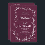 Delicate Botanical Bar Bat Mitzvah CUSTOM QR Code  Invitation<br><div class="desc">Perfect card to announce a bat mitzvah, bar mitzvah or other Jewish celebration! Hand drawn delicate leaf trame art for you! FULLY CUSTOMIZABLE! Click on “Personalise” above to edit the text. Click "edit using design tool" to adjust the fonts, colours and placements and to add your link to the QR...</div>