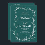 Delicate Botanical Bar Bat Mitzvah CUSTOM QR Code  Invitation<br><div class="desc">Perfect card to announce a bat mitzvah, bar mitzvah or other Jewish celebration! Hand drawn delicate leaf trame art for you! FULLY CUSTOMIZABLE! Click on “Personalise” above to edit the text. Click "edit using design tool" to adjust the fonts, colours and placements and to add your link to the QR...</div>