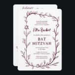 Delicate Botanical Bar Bat Mitzvah CUSTOM QR Code  Invitation<br><div class="desc">Perfect card to announce a bat mitzvah, bar mitzvah or other Jewish celebration! Hand drawn delicate leaf trame art for you! FULLY CUSTOMIZABLE! Click on “Personalise” above to edit the text. Click "edit using design tool" to adjust the fonts, colours and placements and to add your link to the QR...</div>