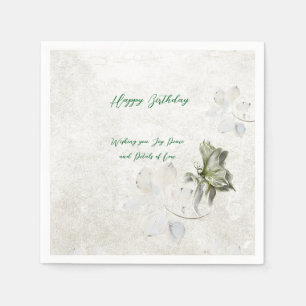 Delicate botanical birthday party paper napkins