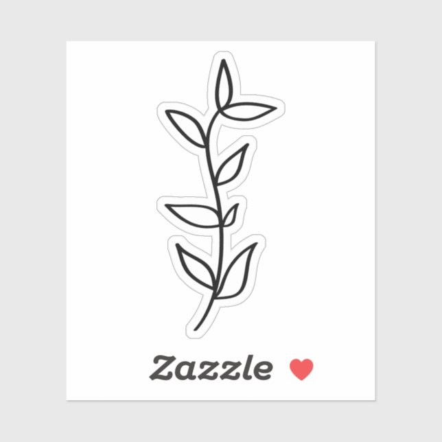 Delicate Botanical Leaf Design Black Line Art  (Sheet)