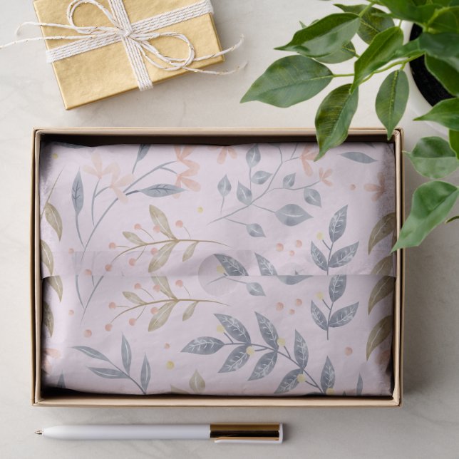 Delicate Botanical Leaf Pattern Tissue Paper (Gift)