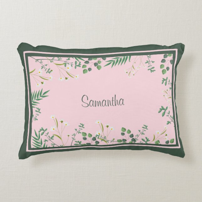 Delicate Botanical on Pink Decorative Cushion (Front)
