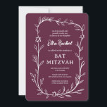 Delicate Botanical Star of David Bar Bat Mitzvah Invitation<br><div class="desc">Perfect card to announce a bat mitzvah, bar mitzvah or other Jewish celebration! Hand drawn delicate leaf trame art for you! FULLY CUSTOMIZABLE! Click on “Personalise” above to edit the text. Click "edit using design tool" to adjust the fonts, colours and placements and to add text to the back side...</div>