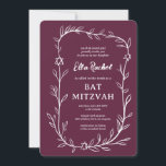 Delicate Botanical Star of David Bar Bat Mitzvah Invitation<br><div class="desc">Perfect card to announce a bat mitzvah, bar mitzvah or other Jewish celebration! Hand drawn delicate leaf trame art for you! FULLY CUSTOMIZABLE! Click on “Personalise” above to edit the text. Click "edit using design tool" to adjust the fonts, colours and placements and to add text to the back side...</div>