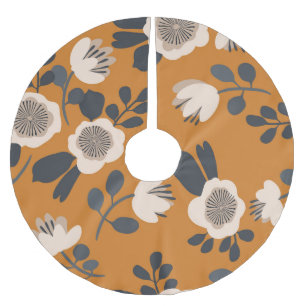Delicate Botanical Vintage Floral Pattern Brushed Polyester Tree Skirt