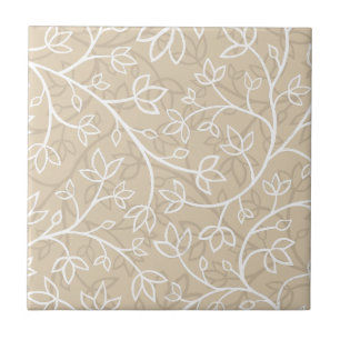 Delicate Botanical Waves Flowers HD Ceramic Tile
