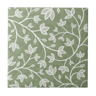Delicate Botanical Waves Flowers HD Ceramic Tile
