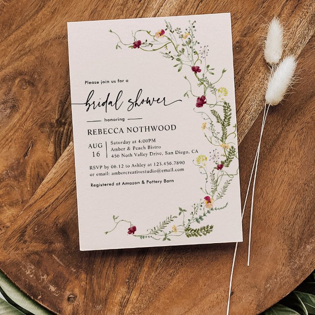 Delicate Botanical Wildflowers Bridal Shower  Invitation (Creator Uploaded)