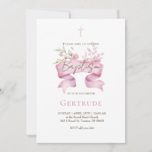 delicate bouquet Baptism Invitation