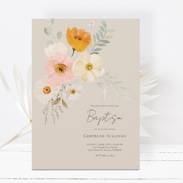 delicate bouquet Baptism Invitation (Creator Uploaded)