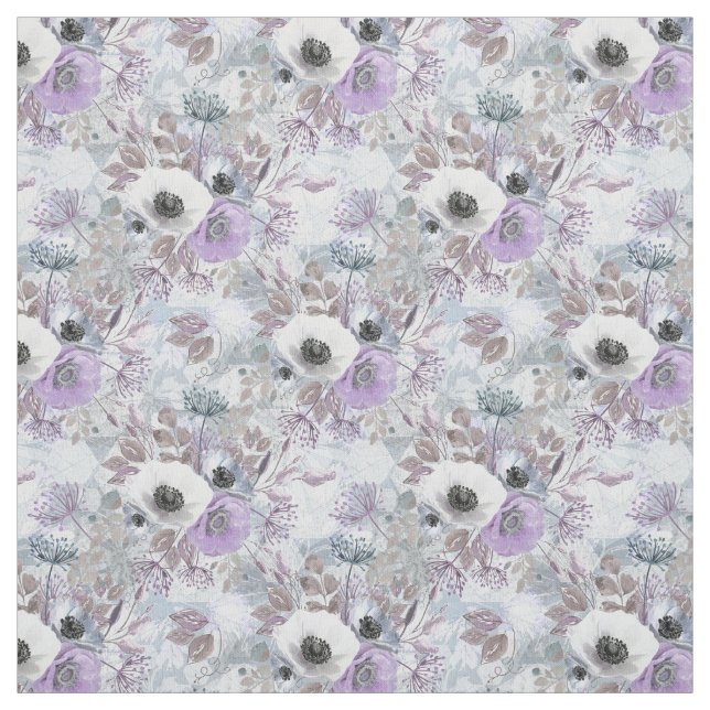 Delicate bouquet of anemones. fabric (Swatch)