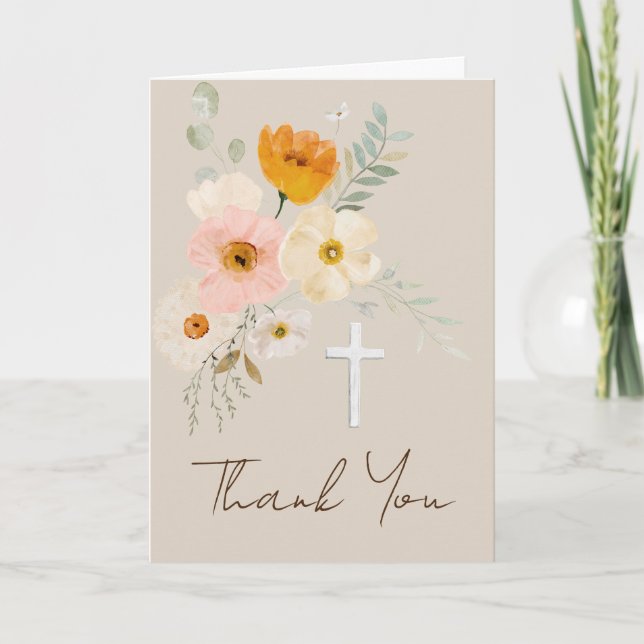 delicate bouquet religious event Thank You Card (Front)