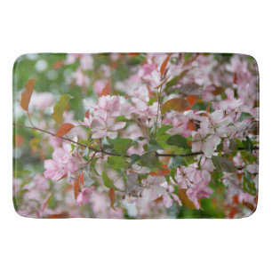 Delicate branch with flowers apple tree bath mat