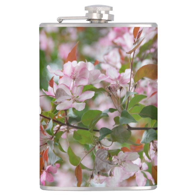 Delicate branch with flowers apple tree hip flask (Front)