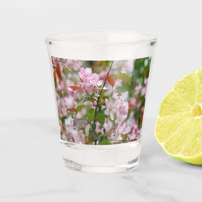 Delicate branch with flowers apple tree shot glass (Front)