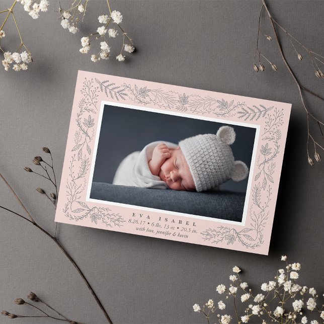 Delicate Branches Birth Announcement | Blush (Creator Uploaded)