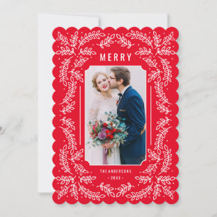 Delicate Branches Holiday Floral Photo Card
