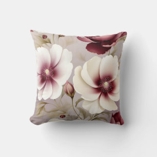 Delicate Burgundy Botanical Floral Cushion