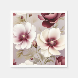 Delicate Burgundy Botanical Floral Napkin