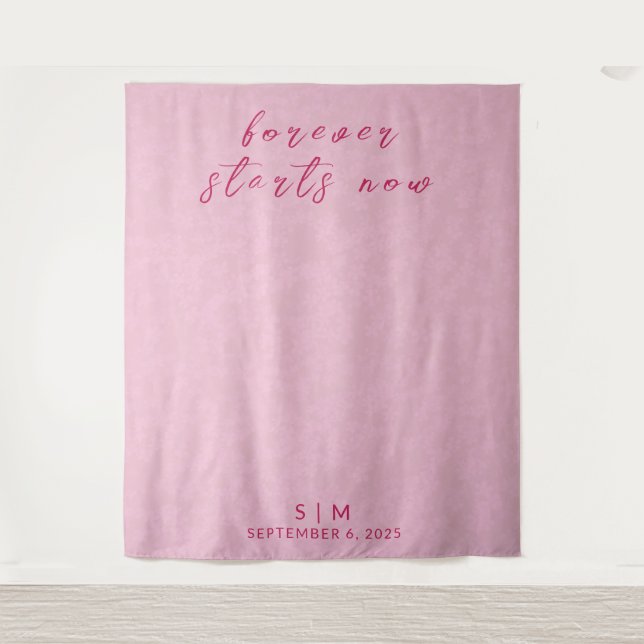 Delicate Burgundy Wedding Photo Backdrop Tapestry (Front)