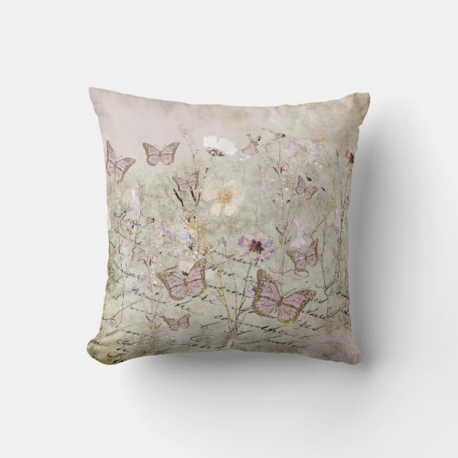 delicate butterflies and flowers cushion (Front)
