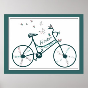 Delicate Butterflies Flowers and Freedom Bike fans Poster