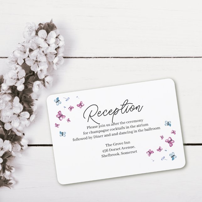 Delicate Butterfly Wedding Reception Card (Creator Uploaded)
