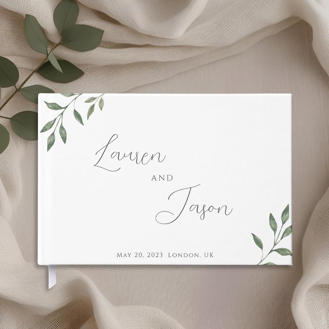 Delicate Calligraphy and Foliage Wedding Guest Book (Creator Uploaded)
