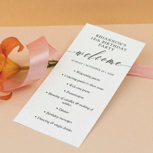 Delicate Calligraphy Birthday Party Program