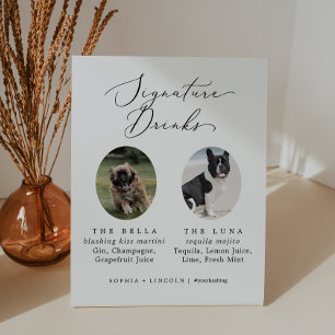 Delicate Calligraphy Dog Photo Signature Drinks Pedestal Sign