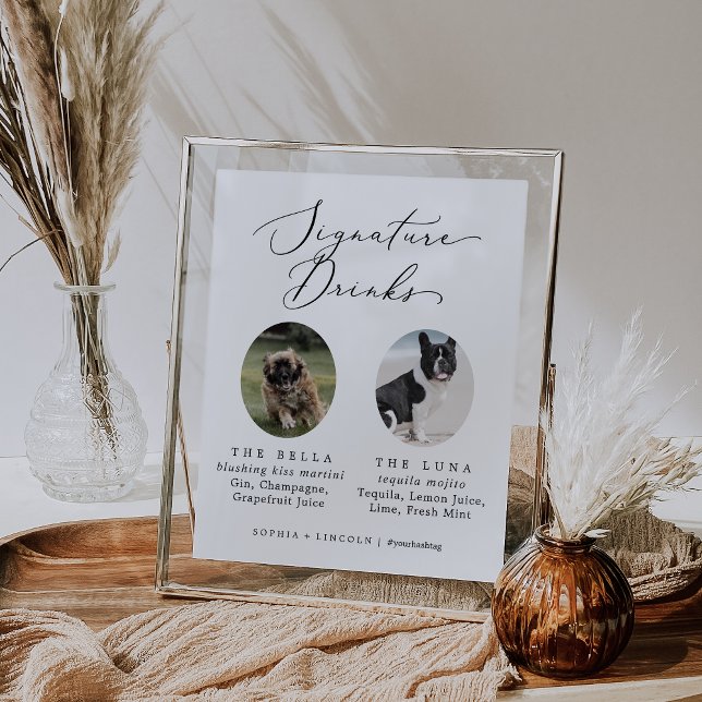Delicate Calligraphy Dog Photo Signature Drinks Poster (Creator Uploaded)