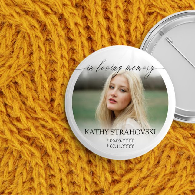 Delicate Calligraphy In Loving Memory Photo 6 Cm Round Badge (Creator Uploaded)