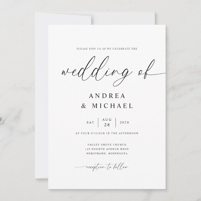 Delicate Calligraphy Modern All in One Wedding Invitation (Front)