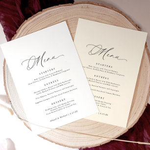 Delicate Calligraphy Modern Romantic Wedding Menu
