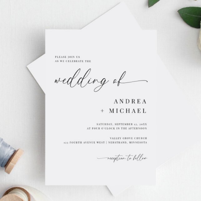 Delicate Calligraphy Modern Simple Wedding Invitation (Delicate Script Wedding Invitations Romantic Modern & Simple Wedding Invites)