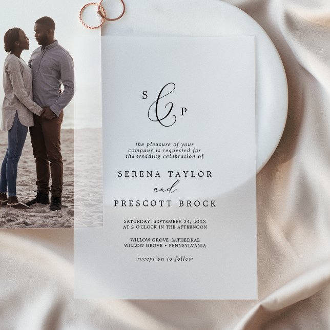 Delicate Calligraphy Monogram Elegant Wedding Vellum Invitations (Delicate Calligraphy Monogram Elegant Wedding Vellum Invitations)