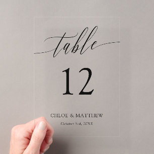 Delicate Calligraphy - Names & Wedding Date Acrylic Invitations
