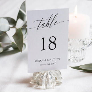 Delicate Calligraphy - Names & Wedding Date Table Number